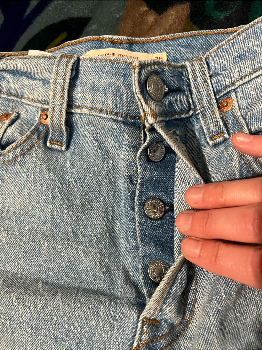 Levi's Light Blue High-Rise Button Fly Straight Leg Jeans for Women Size 26 - Picture 8 of 12